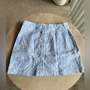 Floral Button-Up Blue Skirt Small